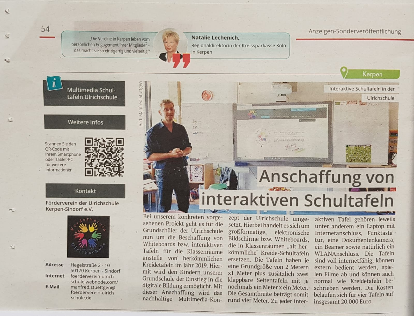 interaktive Schultafel in der Ulrichschule